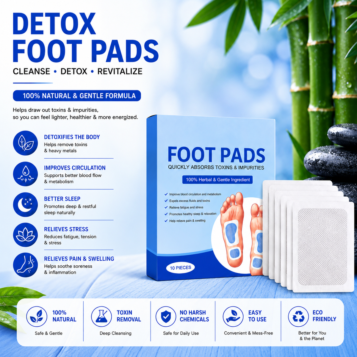 Herbal And Gentle Ingredient Detox Foot Pads | Buy 1 Get 19