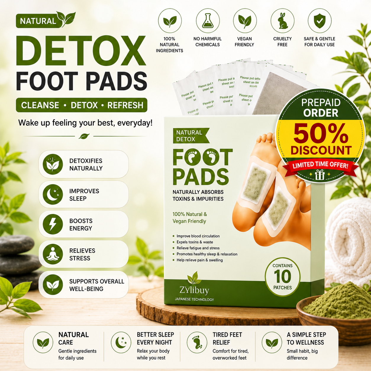 Natural Foot Patches | Buy 1 Get 1 FREE – Today Only 🌿✨
